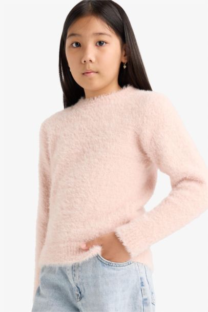 Girl Regular Fit Crew Neck Knit Pullover