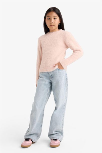 Girl Regular Fit Crew Neck Knit Pullover