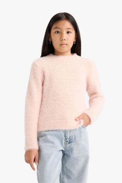 Girl Regular Fit Crew Neck Knit Pullover