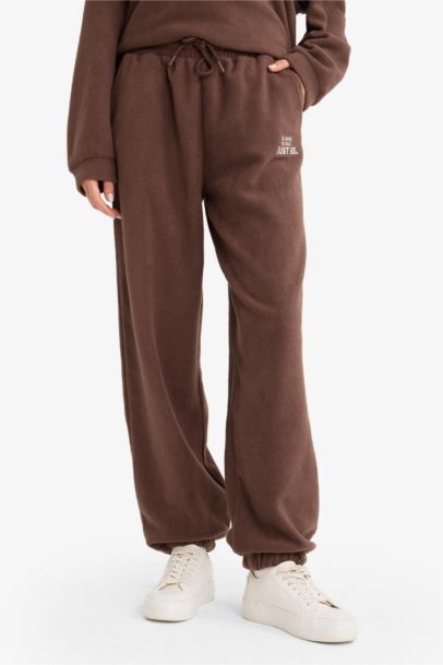 Standard Fit Tie Waist Fleece Sweatpants