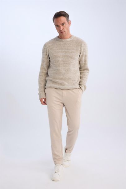 Джинсы джоггеры с двойным манжетом из летней ткани