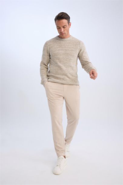 Джинсы джоггеры с двойным манжетом из летней ткани