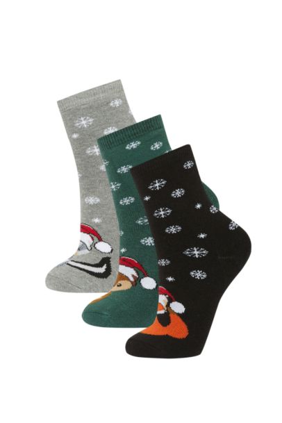 Erkek Çocuk Yılbaşı Temalı Pamuklu 3'lü Havlu Çorap