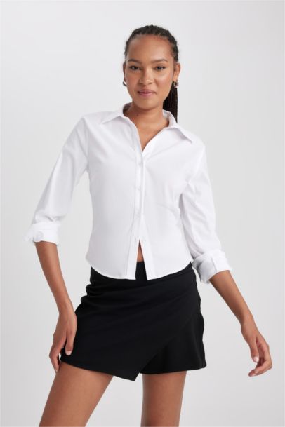 Slim Fit Shirt Collar Long Sleeve Shirt