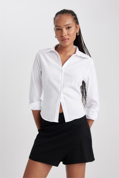 Slim Fit Shirt Collar Long Sleeve Shirt