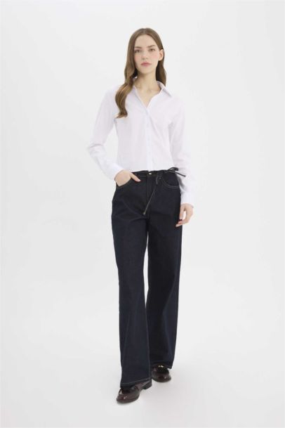 Fitted Bengalin Woven Basic White Shirt