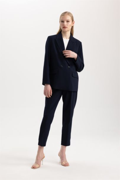 Slim Fit Pocketed High Waist Standard Leg Trousers