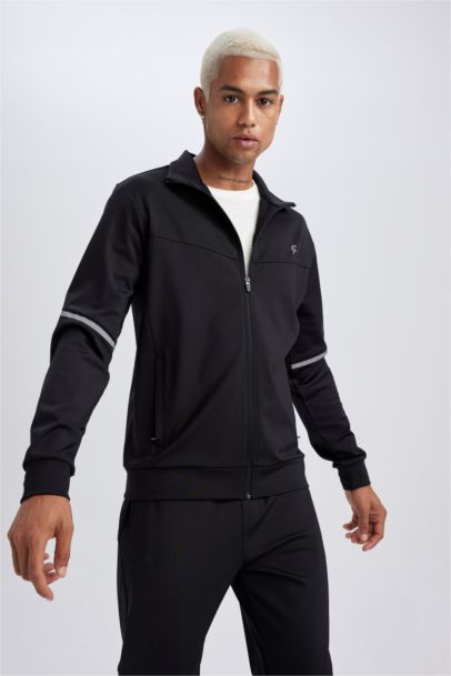 DeFactoFit Slim Fit Scuba Diving Fabric Zippered Sweatshirt