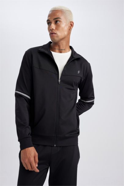 DeFactoFit Slim Fit Scuba Diving Fabric Zippered Sweatshirt