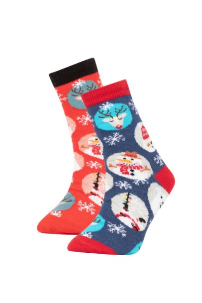 Boy Christmas Themed Cotton Long Socks