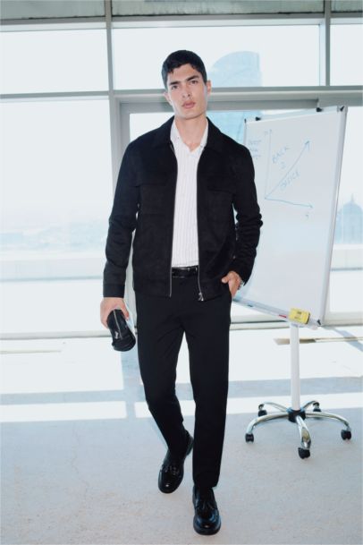 Slim Fit Dar Kesim Polo Yaka Astarlı Fermuarlı Cepli Mevsimlik Baharlık Süet Mont