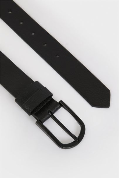 حزام رجالي كلاسيكي جلد صناعي بمشبك بيضاوي