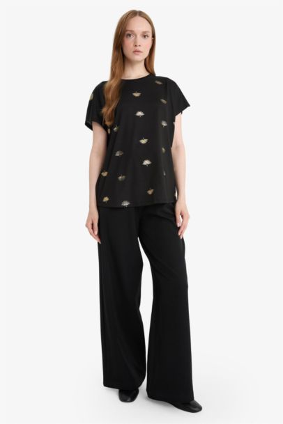 بنطلون وايد ليج برجل واسع