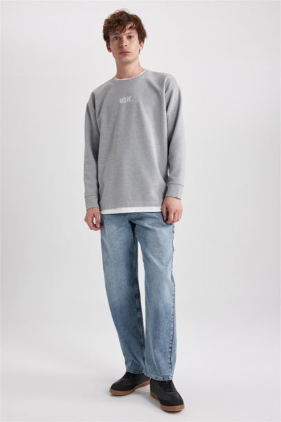 Світшот оверсайз з круглим вирізом з принтом для чоловіків