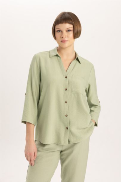 Regular Fit Shirt Collar Long Sleeve Shirt