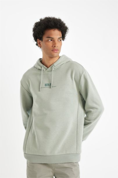 Relax Fit Kapüşonlu Baskılı Sweatshirt