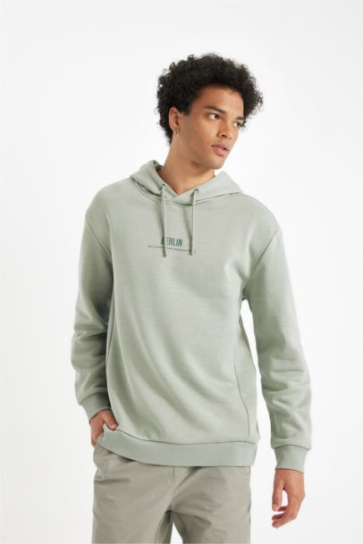 Relax Fit Kapüşonlu Baskılı Sweatshirt