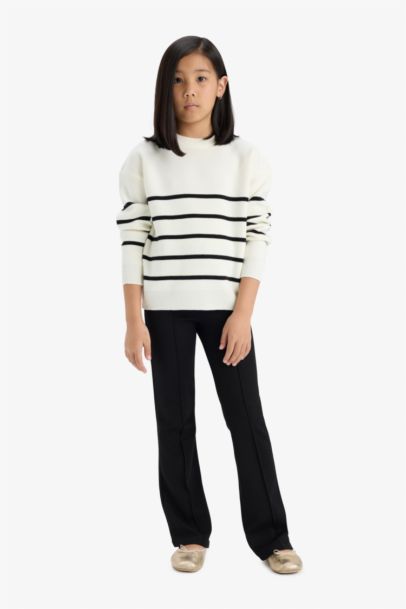 Girl Striped Crew Neck School Pullover