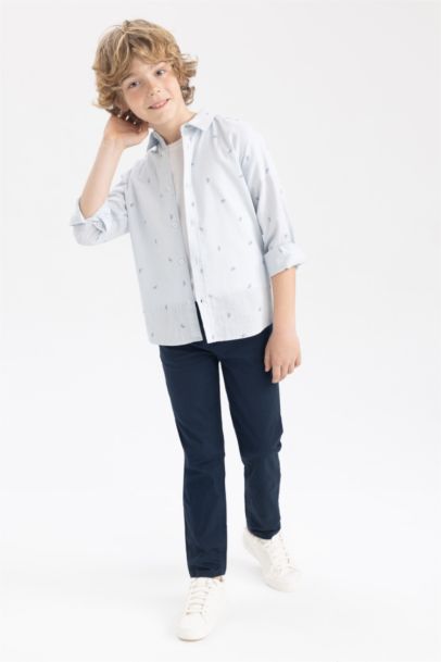 Boy Linen Look Long Sleeve Shirt