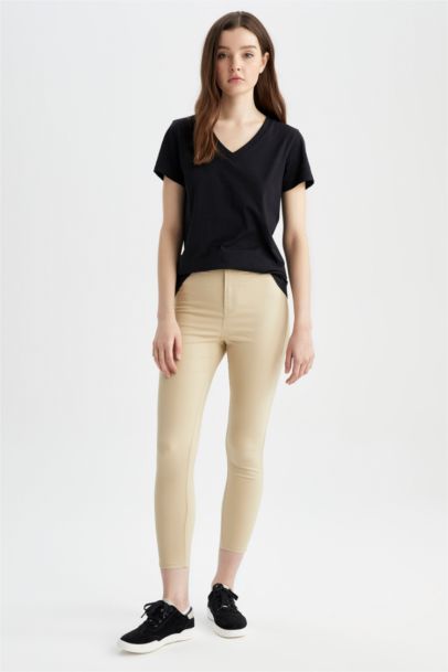 Super Skinny Fit High Waist Ankle Length Gabardine Trousers