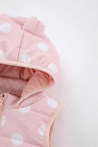 Baby Girls Water Repellent Polka Dot Hooded Vest