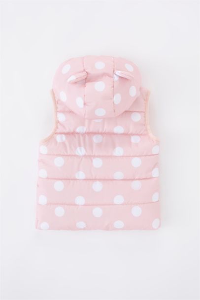 Baby Girls Water Repellent Polka Dot Hooded Vest