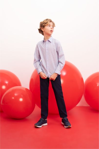 Boy Navy Blue Gabardine School Trousers