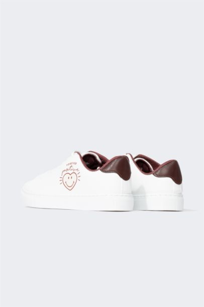 Woman SmileyWorld Flat Sole Faux Leather Sneakers