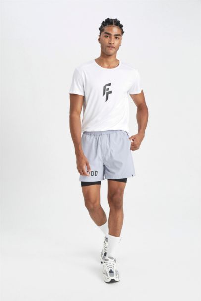 Slim Fit Dar Kesim Fermuarlı Telefon Cepli Sporcu Taytlı Şort