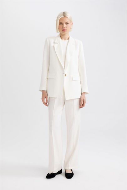 جاكيت بليزر اوفر سايز ممزوج بالكتان