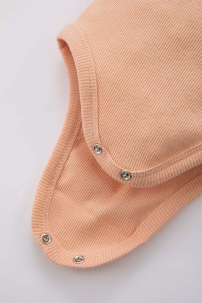 Baby Girl Embroidered Ribbed Camisole Snap Fastener Body Shorts 2-Pack