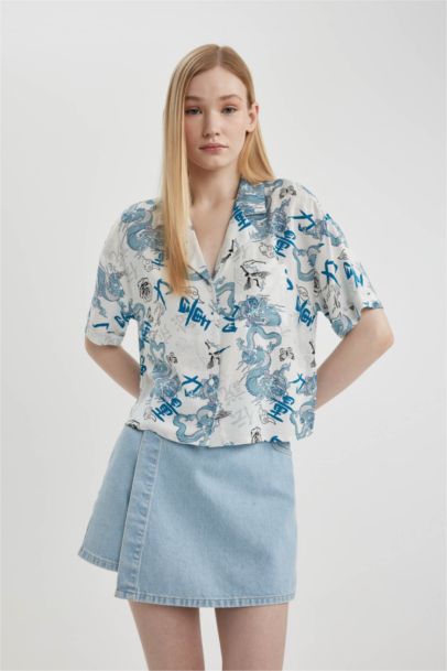 Regular Fit Pyjamas Collar Short Sleeve Shirt