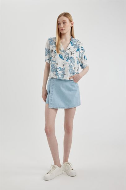 Regular Fit Pyjamas Collar Short Sleeve Shirt