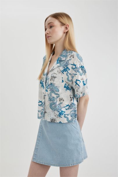 Regular Fit Pyjamas Collar Short Sleeve Shirt