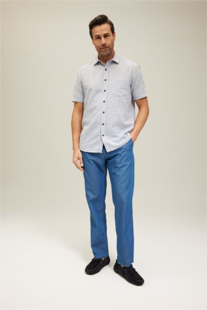 Chemise à manches courtes en coton à Coupe Régulière