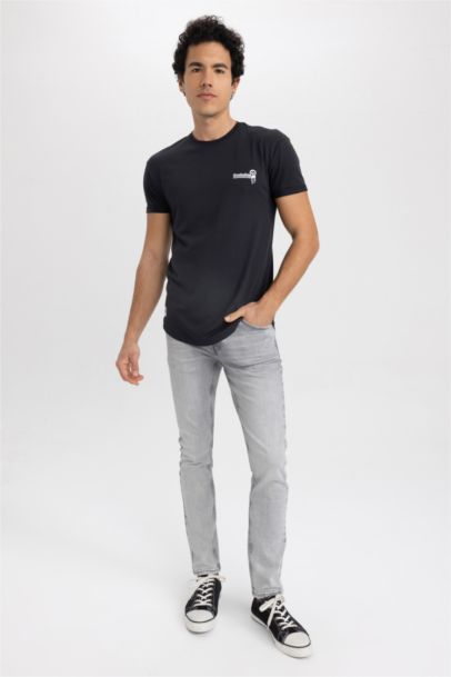 Long Muscle Fit Crew Neck Printed T-Shirt