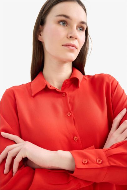 Regular Fit Shirt Collar Long Sleeve Tunic