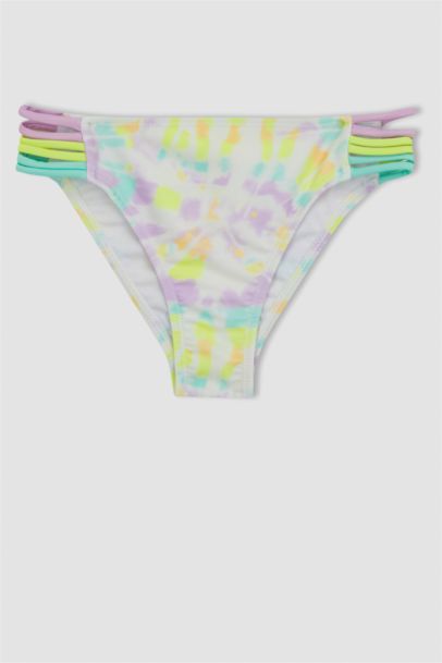 طقم بكيني بناتي أصفر ملون - قطعتين