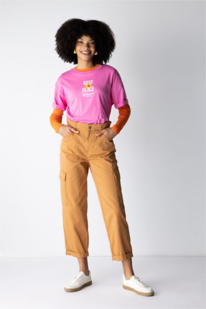 Paperbag Cargo Gabardine Cotton Trousers