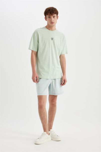 Relax Fit Denim Bermuda