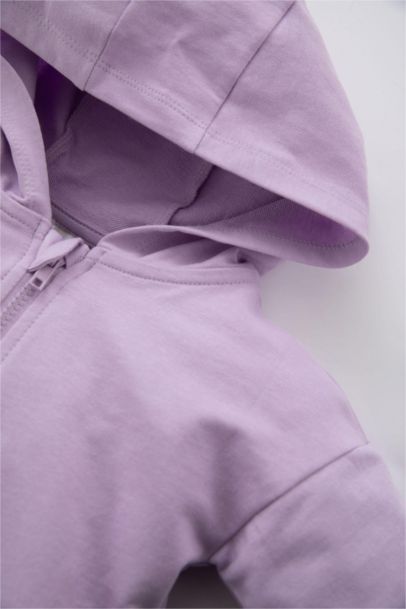 سويتر قماش بقصة عادية وغطاء للرأس