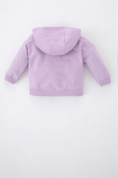 سويتر قماش بقصة عادية وغطاء للرأس