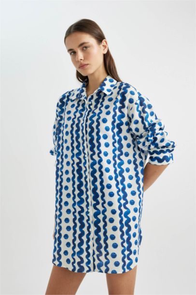 Patterned Poplin Beach Shirt