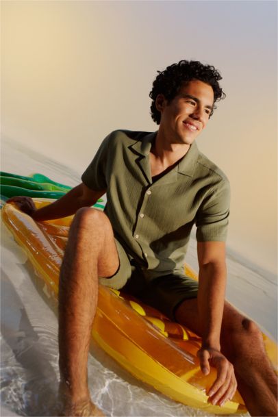 Chemise en lin à manches courtes pour Homme