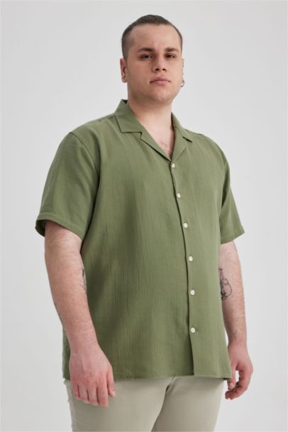 Regular Fit High Collar Short Sleeve Shirt