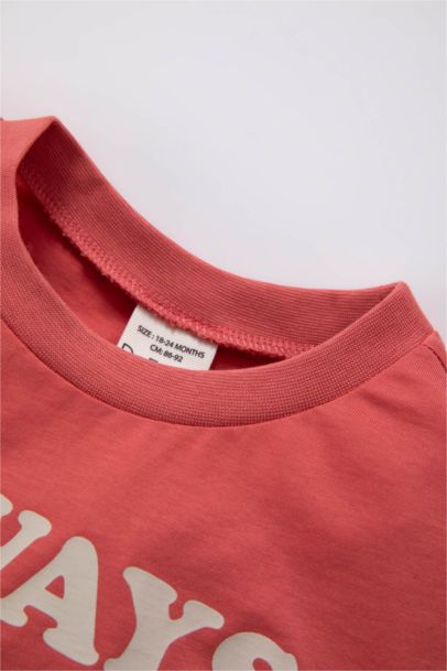 Baby Boy Regular Fit Slogan Printed Short Sleeve T-Shirt