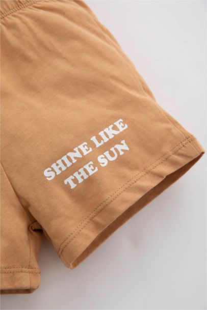 Baby Boy Regular Fit Slogan Printed Shorts