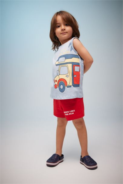 Baby Boy Regular Fit Slogan Printed Shorts