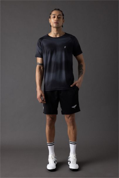 DeFactoFit Slim Fit Crew Neck Patterned Heavy Fabric T-Shirt