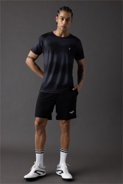 DeFactoFit Slim Fit Crew Neck Patterned Heavy Fabric T-Shirt